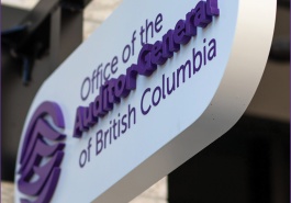 The OAGBC sign and logo hanging outside of the Victoria office